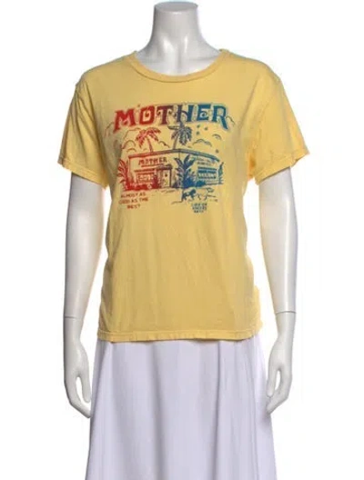 Pre-owned Mother Graphic Print Crew Neck T-shirt In Yellow