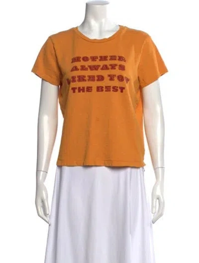 Pre-owned Mother Graphic Print Crew Neck T-shirt In Yellow
