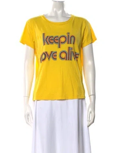 Pre-owned Mother Graphic Print Crew Neck T-shirt In Yellow