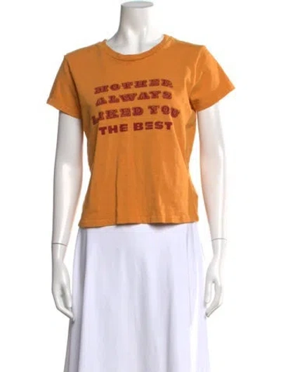 Pre-owned Mother Graphic Print Crew Neck T-shirt In Yellow