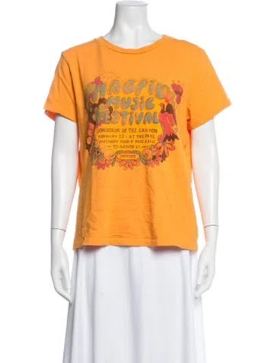 Pre-owned Mother Graphic Print Crew Neck T-shirt In Yellow