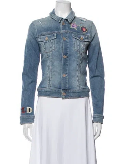 Pre-owned Mother Graphic Print Denim Jacket In Blue