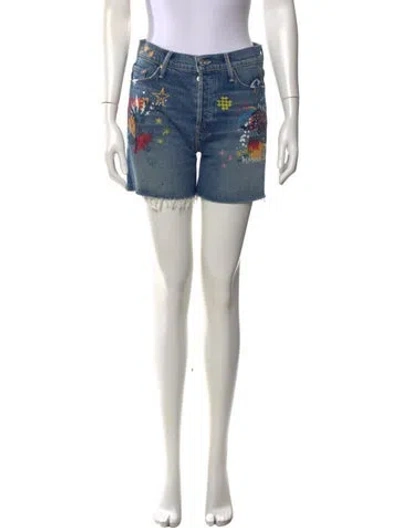 Pre-owned Mother Graphic Print Mini Shorts In Blue