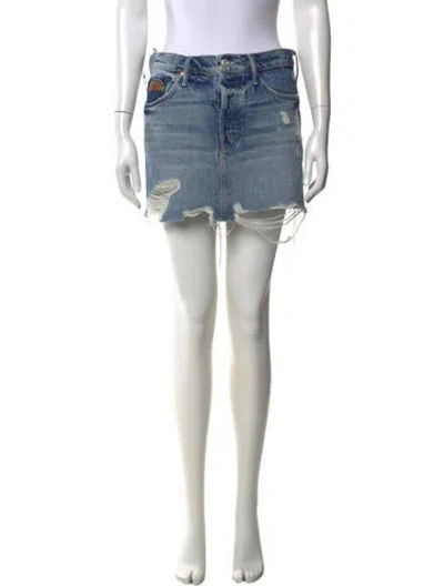 Pre-owned Mother Graphic Print Mini Skirt In Blue