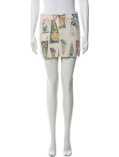 Pre-owned Mother Graphic Print Mini Skirt In White