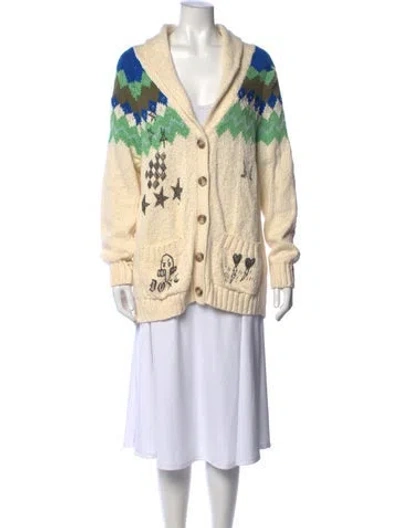 Pre-owned Mother Graphic Print Open Front Sweater In Neutral