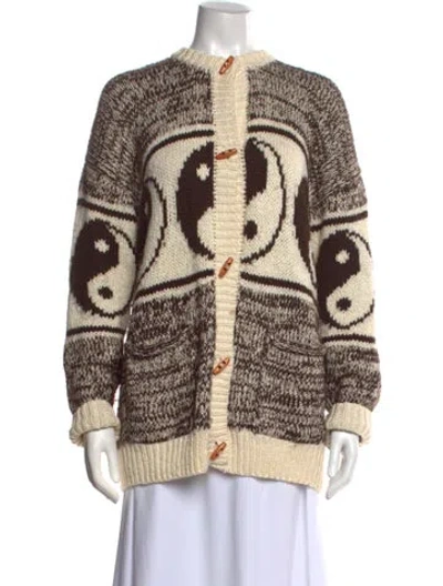Pre-owned Mother Graphic Print Open Front Sweater In Neutral