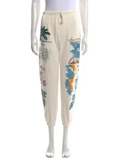 Pre-owned Mother Graphic Print Straight Leg Pants In Neutral