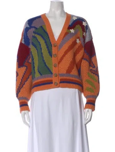 Pre-owned Mother Graphic Print V-neck Sweater In Orange