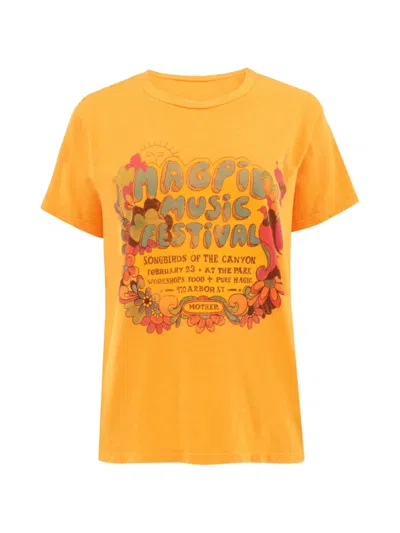 Mother The Sinful Magpie Music Tee In Yellow In Orange
