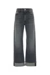 Mother Womens Moshpit Memories The Dodger Skimp Cuff Straight-leg Denim Jeans In Gray