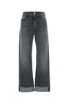 Mother Womens Moshpit Memories The Dodger Skimp Cuff Straight-leg Denim Jeans In Gray