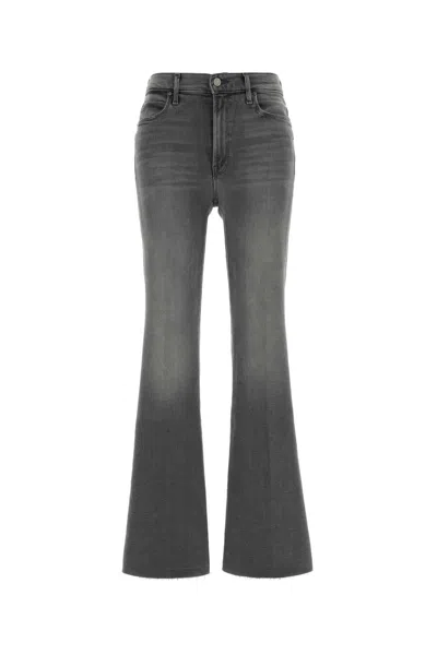 Mother Grey Stretch Denim The Doozy Sneak Fray Jeans In Black