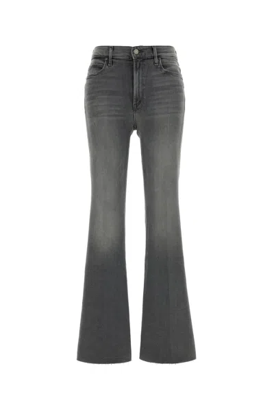 Mother Grey Stretch Denim The Doozy Sneak Fray Jeans In Gray