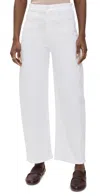 Mother The Hustler Patch Pocket Raw Hem High Waist Ankle Flare Jeans In White