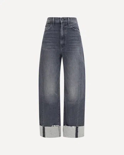 Mother Half Pipe Flood Cuff Fray Jeans In Black