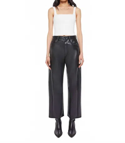 Mother The Half Pipe Flood High Waist Coated Leather Pants In Black