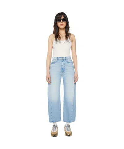 Mother Womens Folk Star The Dodger Flood Wide-leg Denim Jeans In Blue