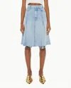 Mother Half Swing Fray Skirt In Silent Treatment In Blue