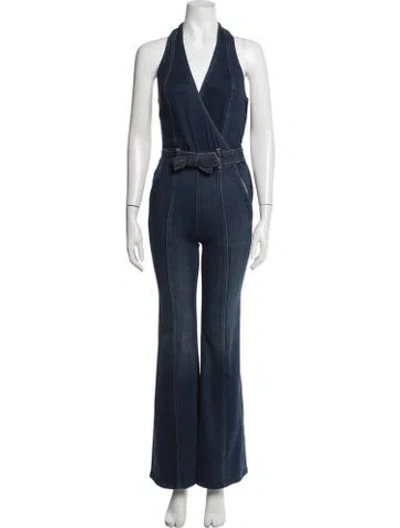 Pre-owned Mother Halterneck Jumpsuit In Blue
