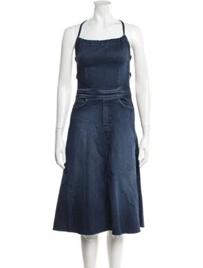 Pre-owned Mother Halterneck Midi Length Dress W/ Tags In Blue