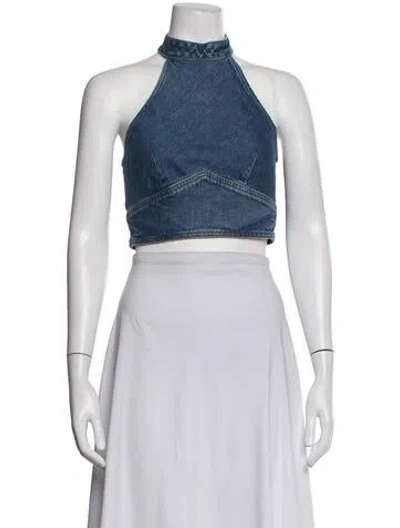 Pre-owned Mother Halterneck Sleeveless Crop Top W/ Tags In White