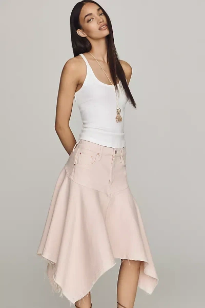 Mother Hanky Midi Denim Skirt In Pink