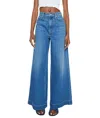 Mother Headliner Sneak Wide Leg Jeans In Green Thumb In Blue