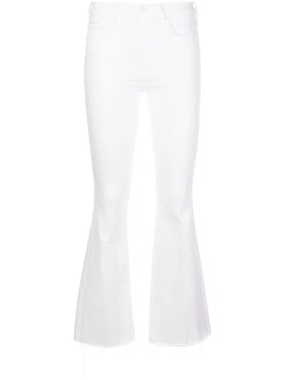 Mother The Tomcat Roller Distressed High-rise Flared Jeans In White