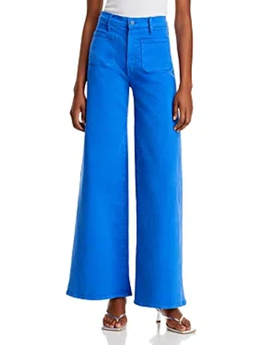 Mother High Rise Patch Pocket Wide Leg Jeans In Snorkel Blue In Blue