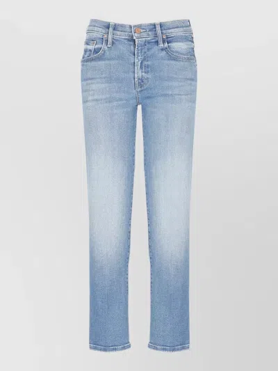 Mother High Rise Straight Leg Cropped Denim Jeans In Blue