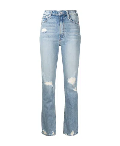 Mother High-rise Straight-leg Jeans In Gray