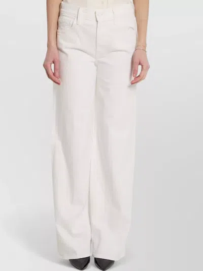 Mother High Rise Wide Leg Zip Denim Trousers In White