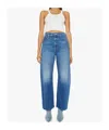 Mother The Full-pipe Flood High-rise Barrel-leg Jeans In Blue