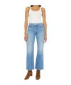 Mother Womens The Bookie Flood Straight-leg Flared Stretch-denim Blend Jeans Sow Surreal In Blue