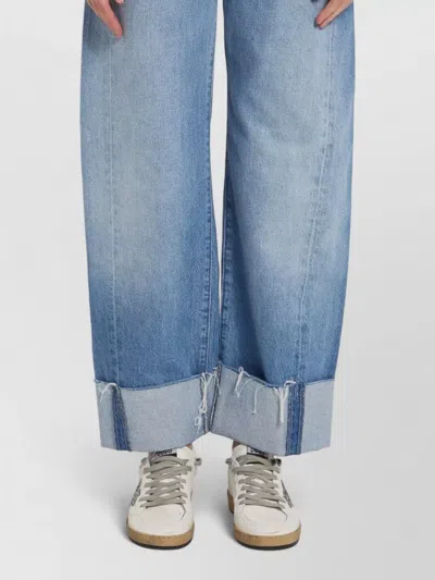 Mother High Waist Wide Leg Ankle Cuff Jeans In Blue