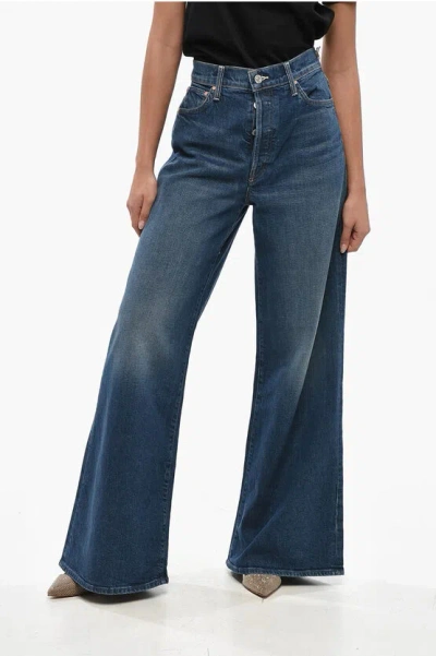 Mother High Waist Wide Leg The Ditcher Roller Sneak Jeans 33cm In Blue