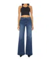 Mother Womens The Tomcat Roller Sneak Brand-tab Wide-leg High-rise Denim-blend Jeans I Put A Spell On You In Blue