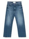 Mother High-waisted Cropped Jeans In Blue Denim In Blue