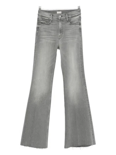MOTHER HIGH-WAISTED FLARED JEANS WITH DISTRESSED HEM
