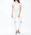 Mother High Waisted Looker Ankle Fray Jean In Little Miss Lacey White In Multi