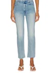 MOTHER HIGH WAISTED RIDER ANKLE FRAY JEANS IN FISH OUT OF WATER