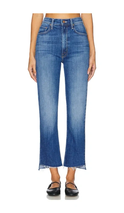 Mother High Waisted Rider Ankle Step Fray In Blue
