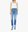 Mother High Waisted Rider Ankle Step Fray Jean In Loafers And Lassos In Multi