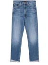 Mother High-waisted Rider Ankle Step Fray Jeans In Blue