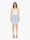 Mother The Rider Raw Hem High Waist Denim Bermuda Shorts In Blue