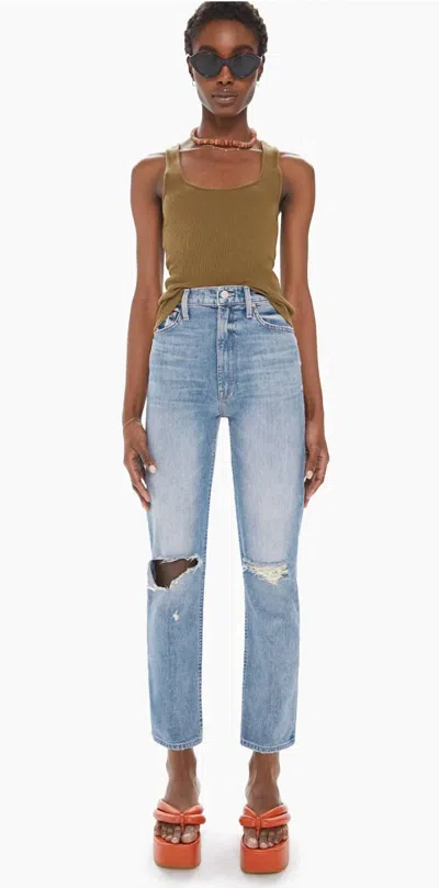 Mother High Waisted Rider Flood Jeans In Wild And Wiked In Blue