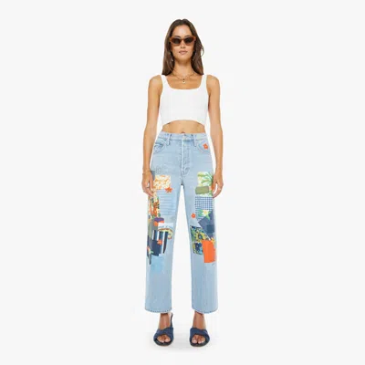 Mother High Waisted Spinner Flood Mumble Jumble Jeans In Blue