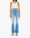 Mother High Waisted Weekender Fray Jeans In Read Between The Lines In Blue