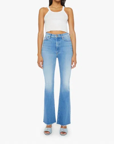Mother High Waisted Weekender Fray Jeans In Read Between The Lines In Blue